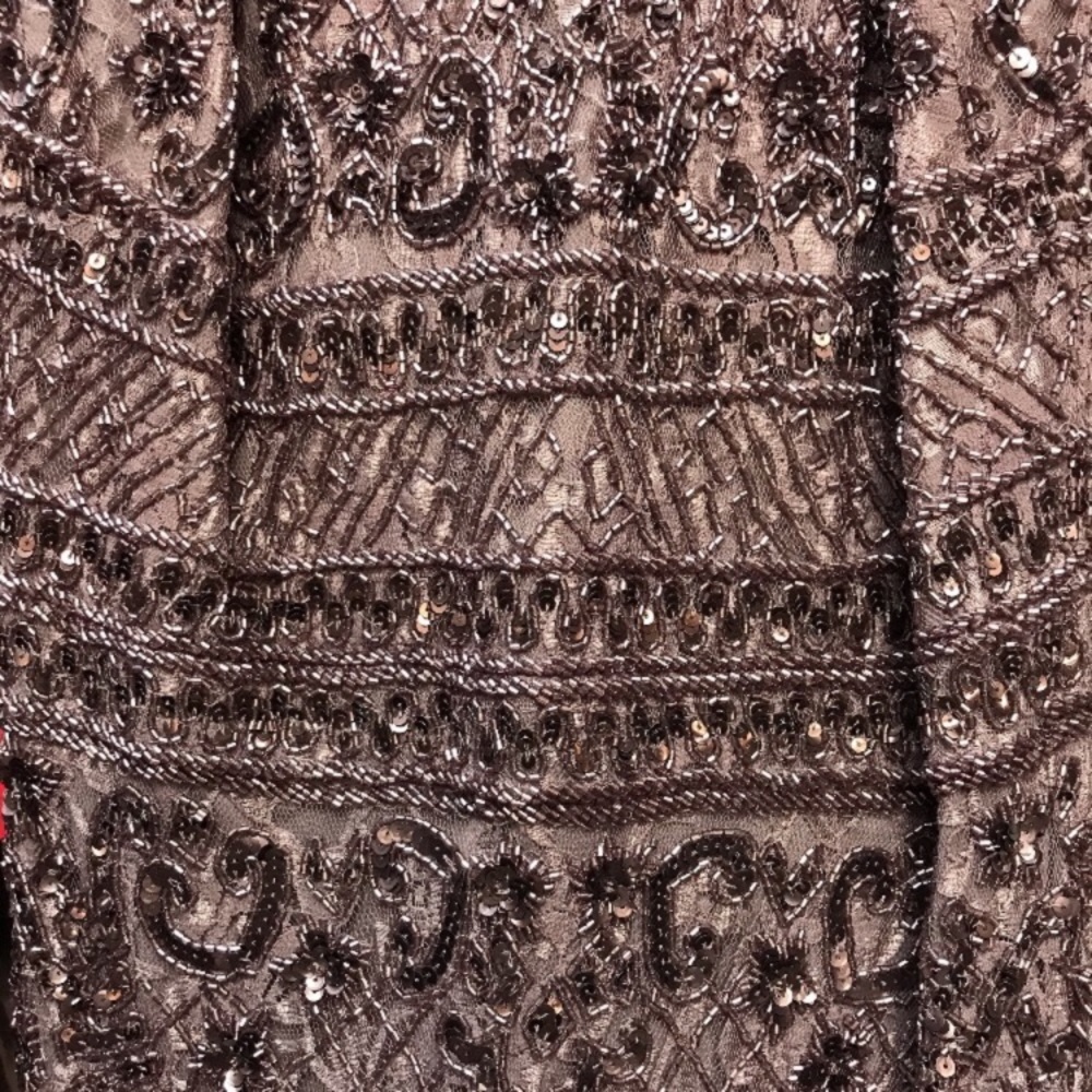 Adrianna Papell mock neck Tback stone beaded dress - Picture 6 of 14